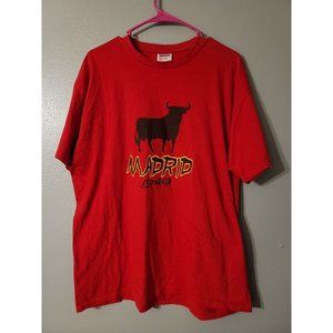 B & C Madrid European Style Exact 150 España Red Standing Bull T Shirt Size XL